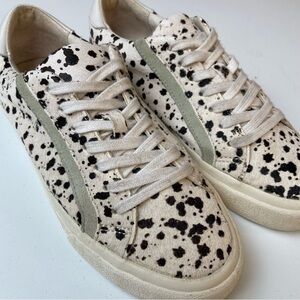 Madewell Sidewalk Low Top Spatter Painted Real Fur Sneakers - Women’s Size 7.5